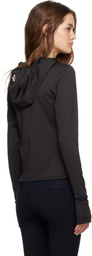 District Vision Black Hooded Fitted Grid Fleece Jacket