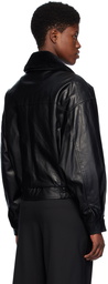 LOW CLASSIC Black Cropped Faux-Leather Jacket