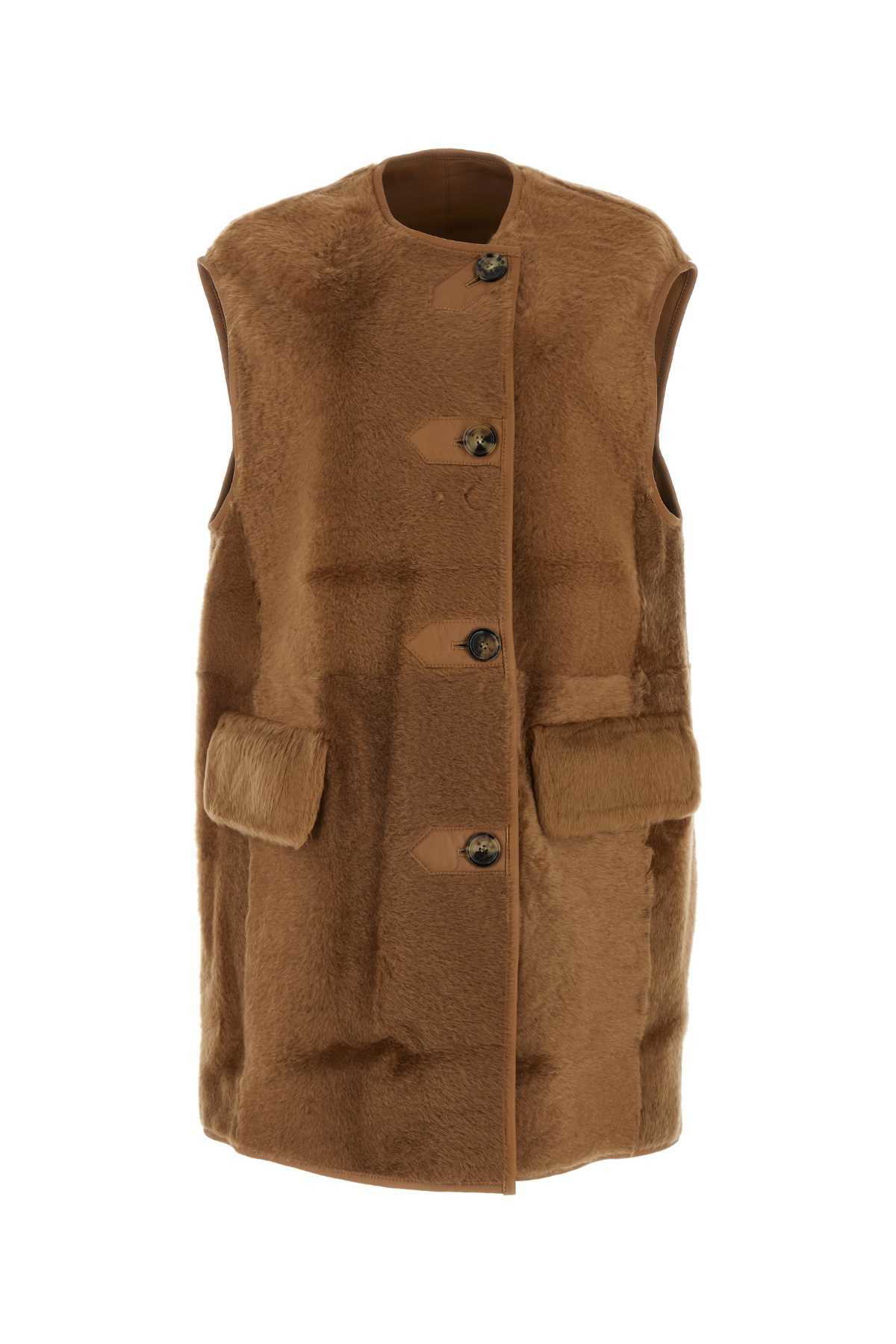【関税&送料込】Max Mara Caramel Shearling Effige Sleeveless Max Mara Caramel Shearling Effige Sleeveless Coat Max Mara