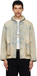 Kenzo Blue Kenzo Paris Shawl Chore Denim Jacket