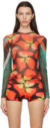 Louisa Ballou Multicolor Long Sleeve Mesh Top