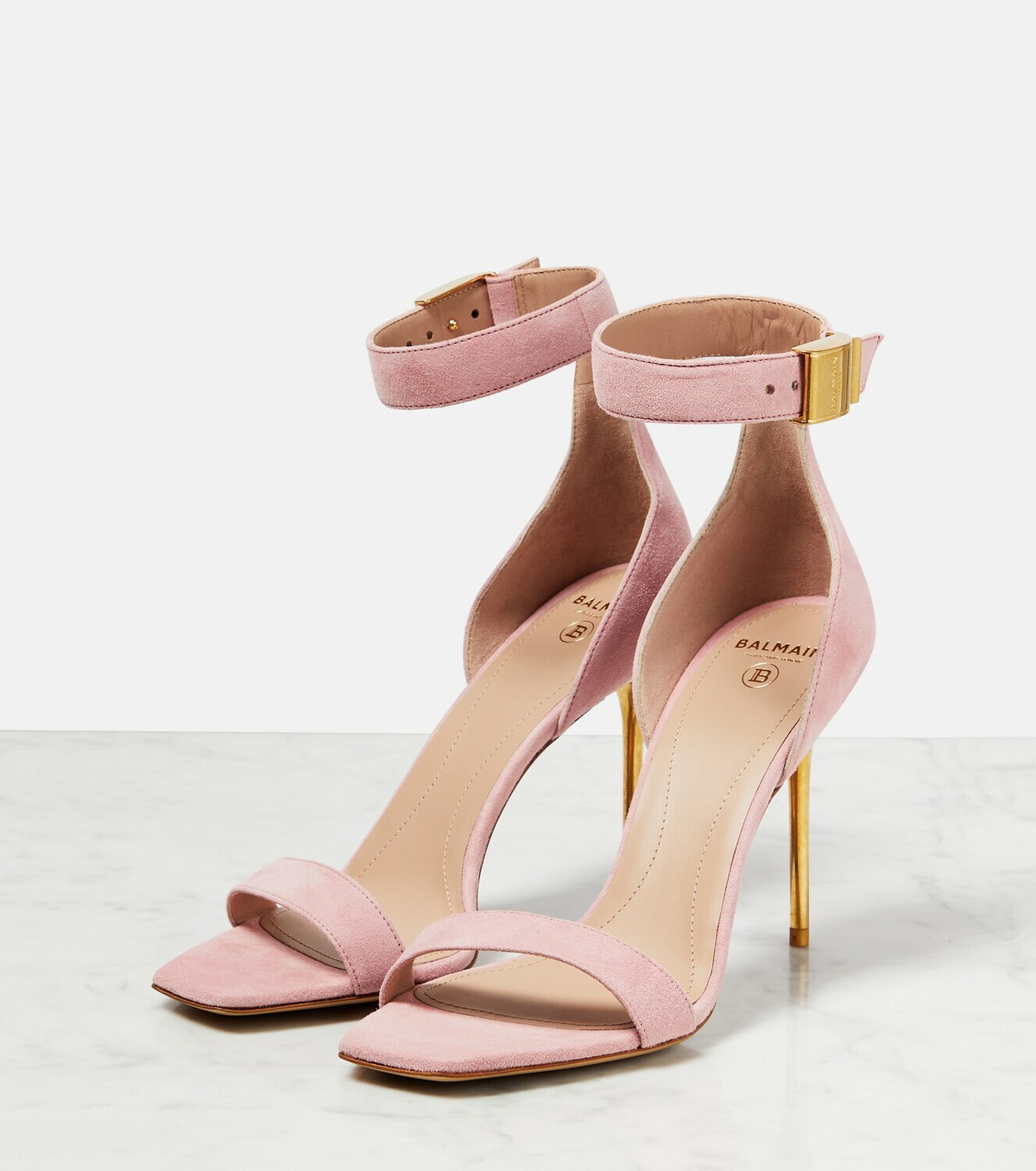 BALMAIN 26S BRAIDED-STRAP HIGH-HEEL SANDALS 95 MM IN BEIGE CALFSKIN
