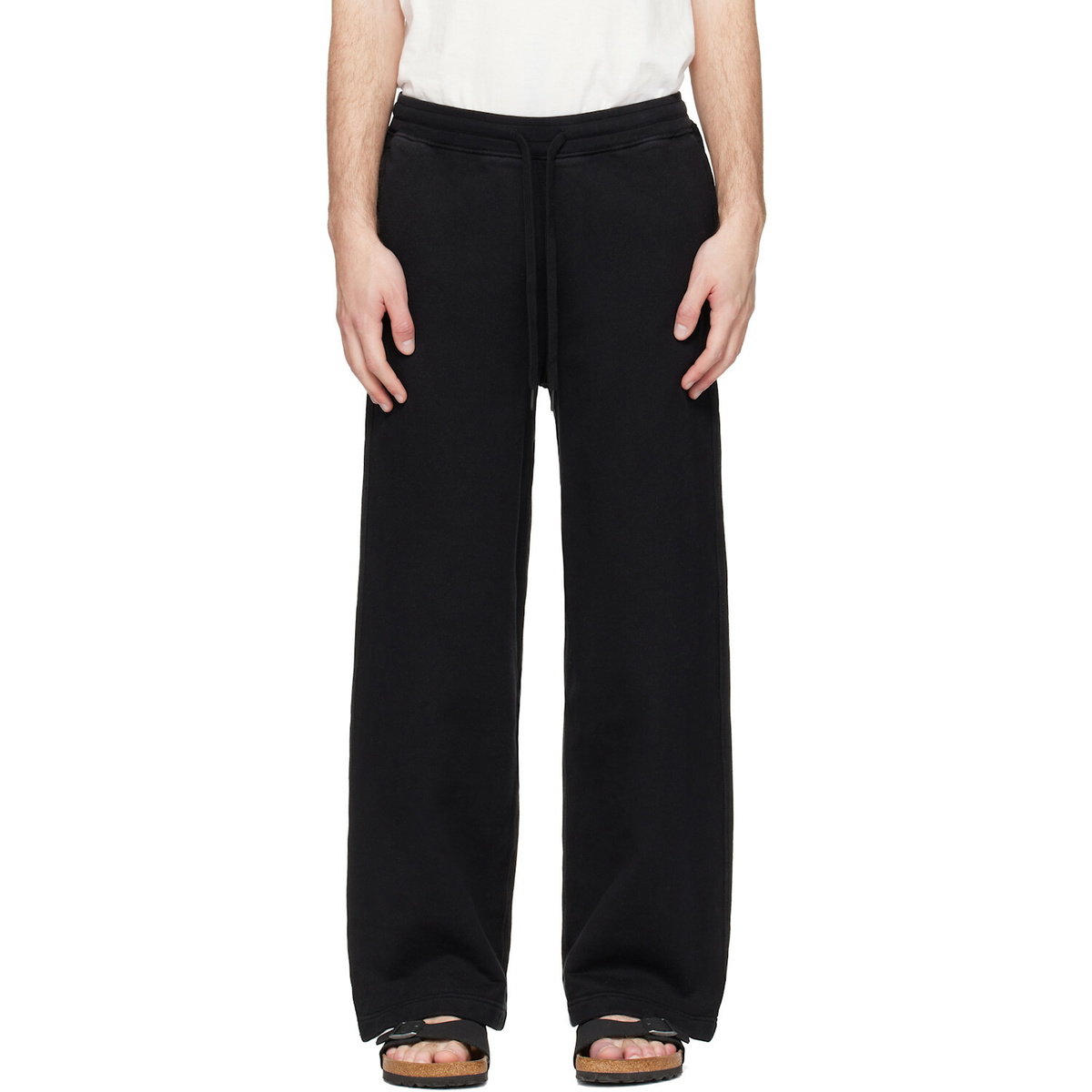 Merz b. Schwanen Black Authentic Fleece Straight Leg Cotton Sweatpants