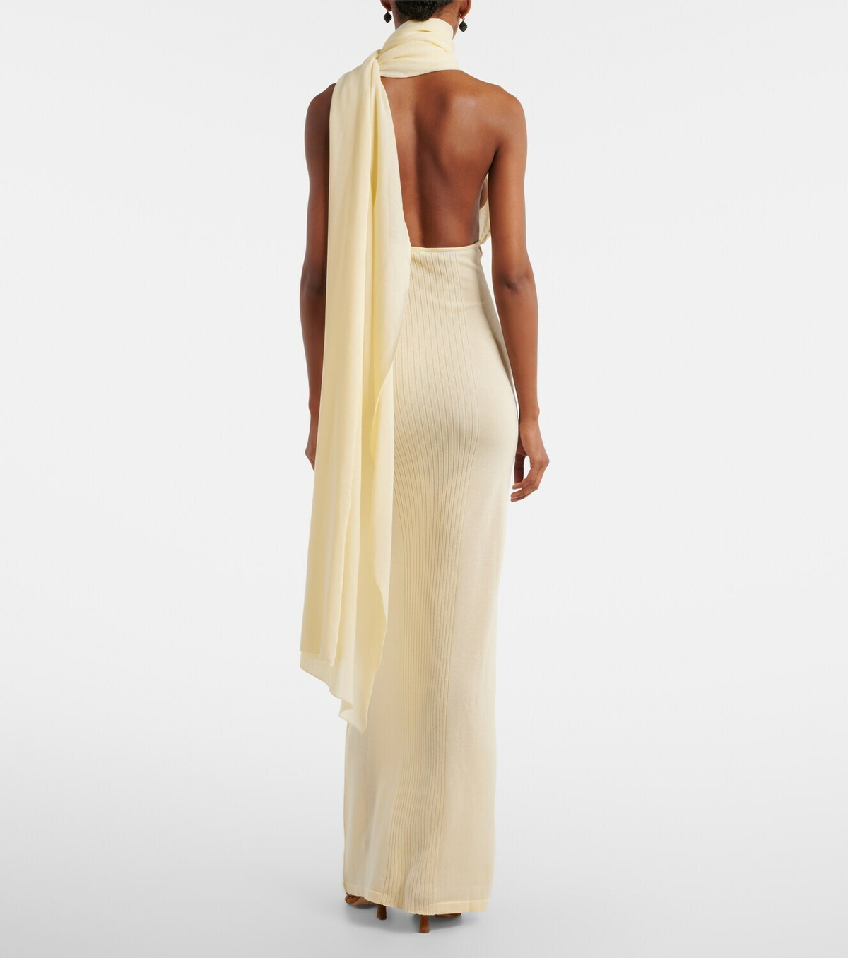 Aya Muse Thea scarf-detail ribbed-knit maxi dress