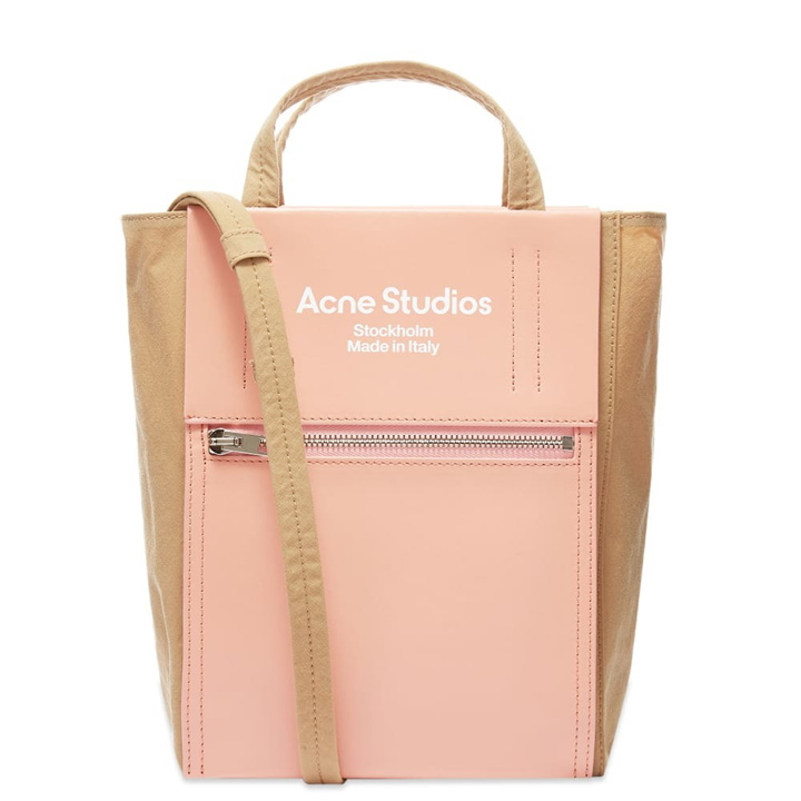 Photo: Acne Studios Baker Out Small Tote in Brown/Pink