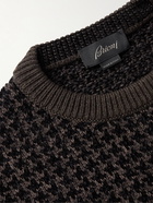 Brioni - Houndstooth Silk, Wool and Cashmere-Blend Sweater - Brown