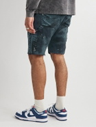 Lost Daze - Paint-Splattered Printed Cotton-Jersey Drawstring Shorts - Blue