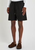 Studio Nicholson Pinstriped Cotton and Wool-blend Shorts Black