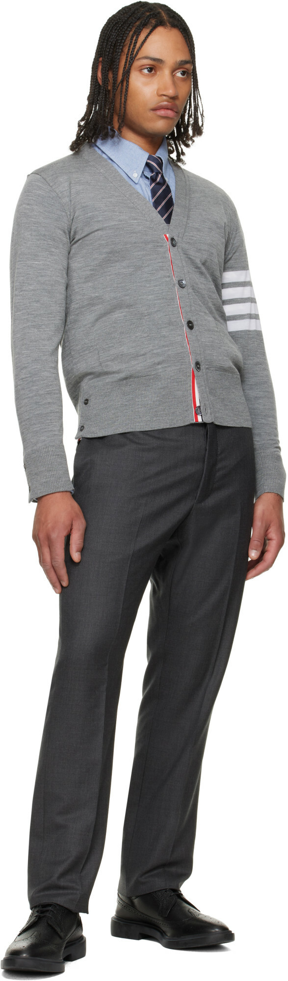 Thom Browne Black Pebble Grain Longwing Brogues
