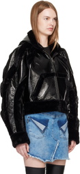 Ottolinger Black Fitted Multiline Faux-Fur Jacket