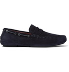 BRIONI - Leather-Trimmed Suede Driving Shoes - Blue