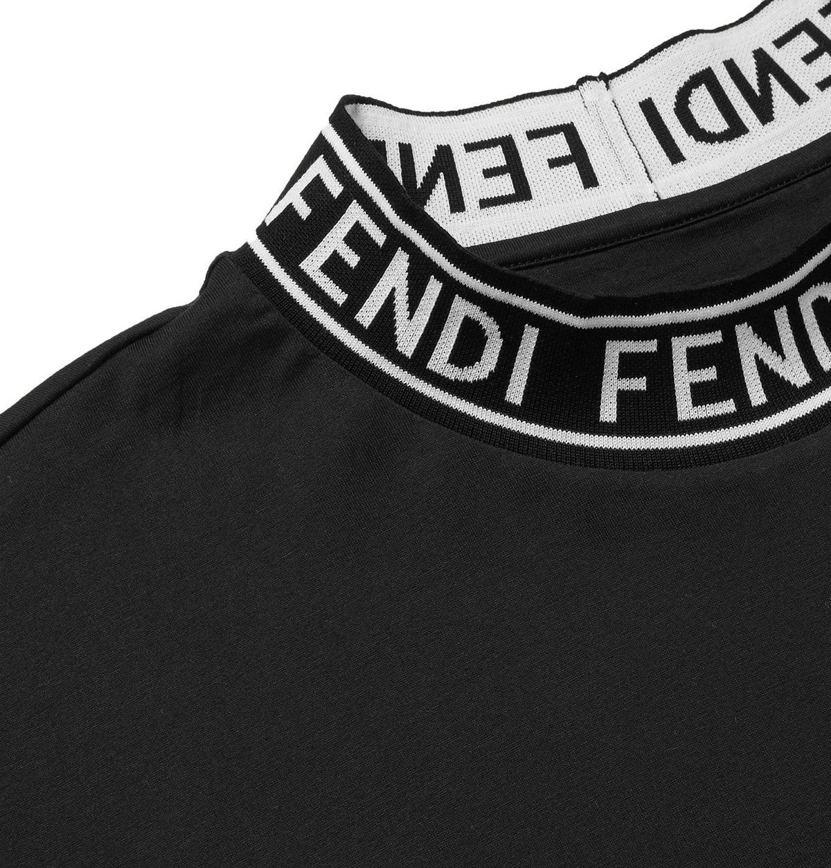 Fendi - Logo-Jacquard Cotton-Jersey Mock-Neck T-Shirt - Black Fendi