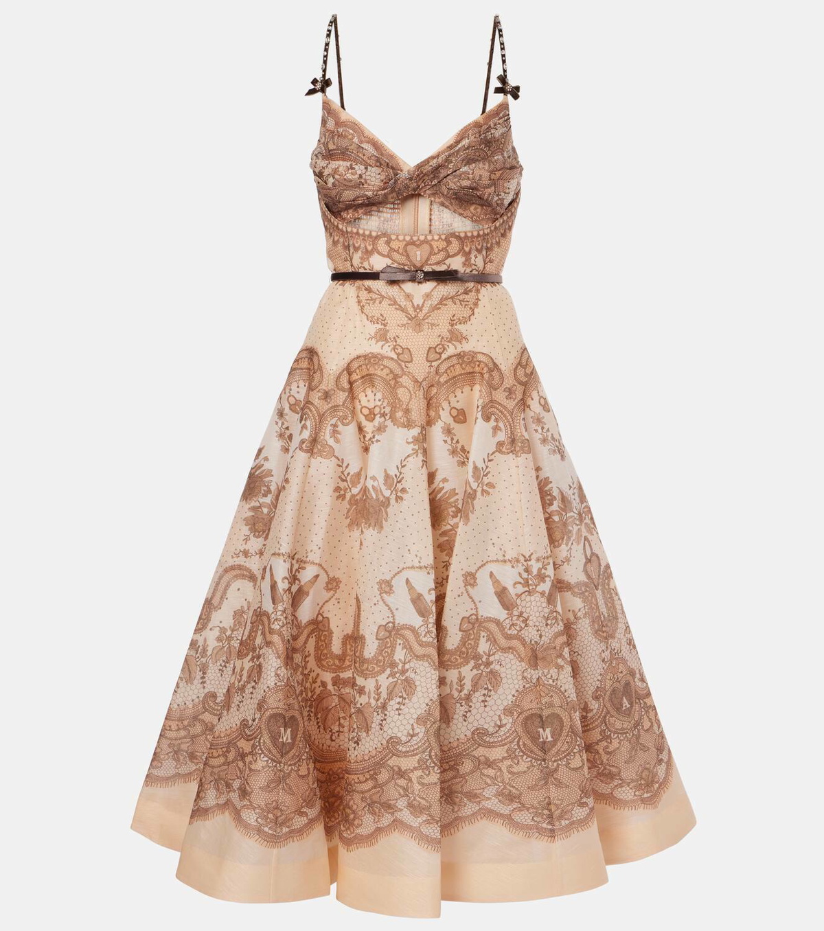 ワンピース ZIMMERMANN CRUSH LACE DRESS IN LINEN AND SILK ZIMMERMANN Crush tiered ruffled lace-trimmed linen and silk
