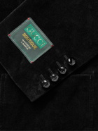 GUCCI - Slim-Fit Logo-Appliquéd Cotton and Linen-Blend Velvet Blazer - Black