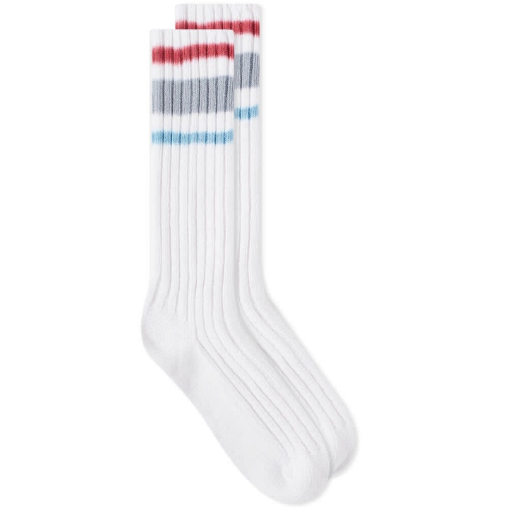 Photo: Sacai Men's Line Dye Socks in White/Red