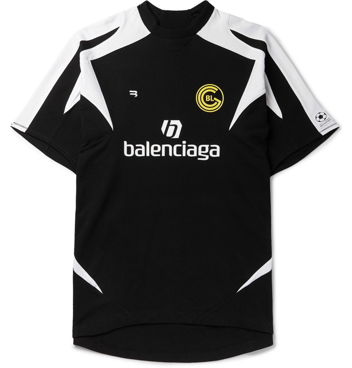 Photo: Balenciaga - Oversized Logo-Print Cotton-Jersey T-Shirt - Black