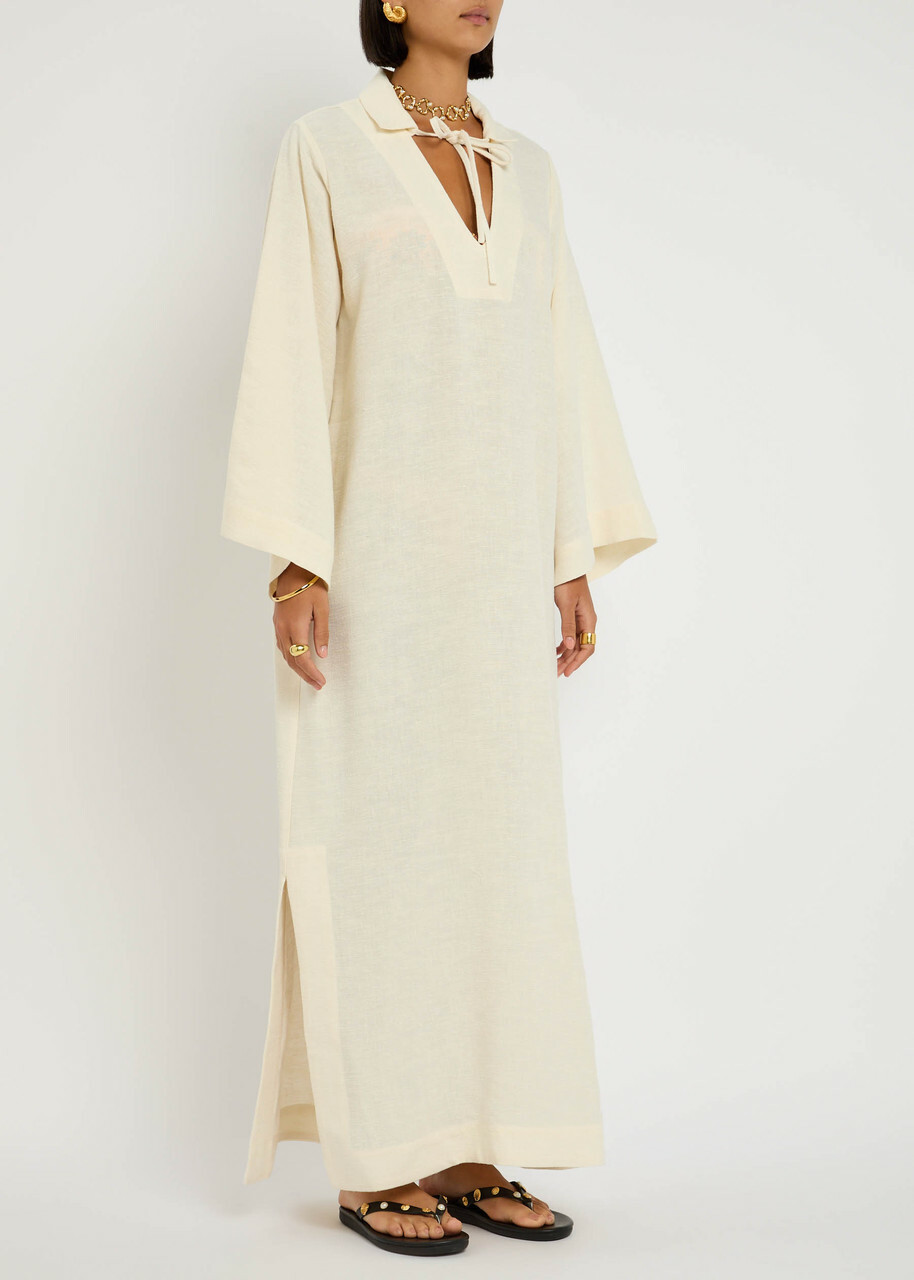 Lisa Marie Fernandez Woven Maxi Kaftan Dress White