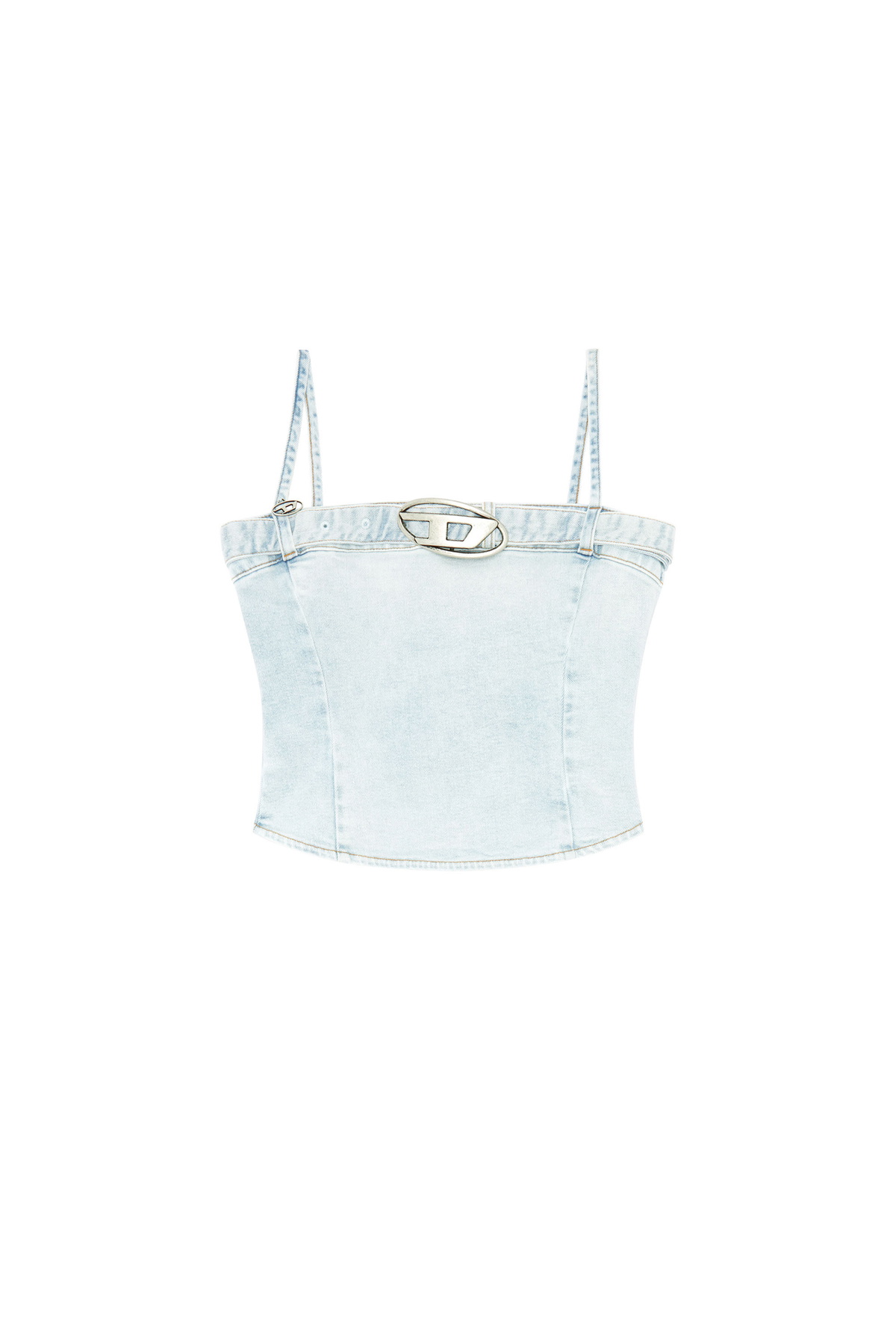 Diesel Cropped denim top with logo belt - Tops Womens in Blue