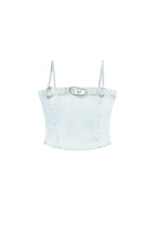 Diesel Cropped denim top with logo belt - Tops Womens in Blue