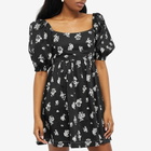 KITRI Women's Olga Tie Back Mini Dress in Black Mono Floral