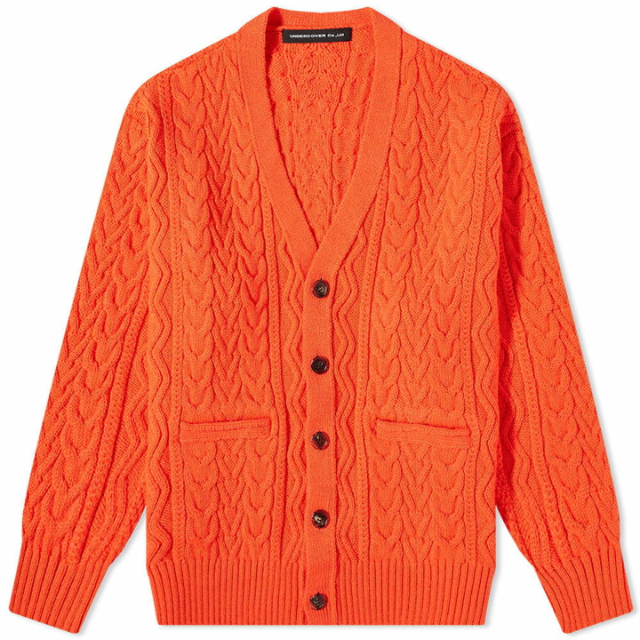Photo: Undercover Men's Cable Knit Cardigan in Orange