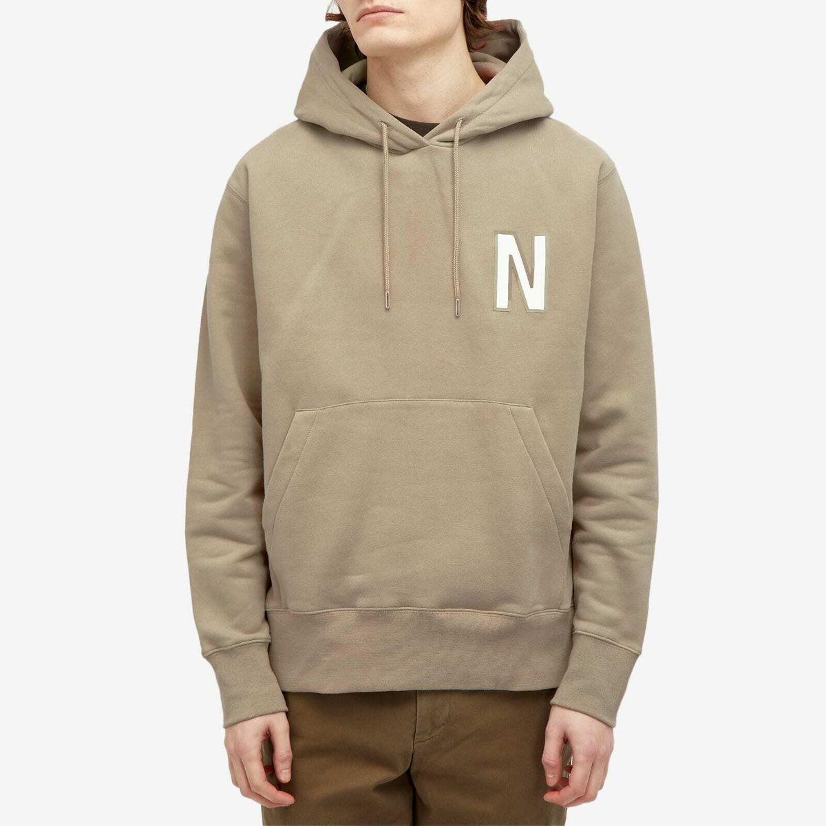 Norse Projects Men's Arne Relaxed N Logo Hoodie in Clay