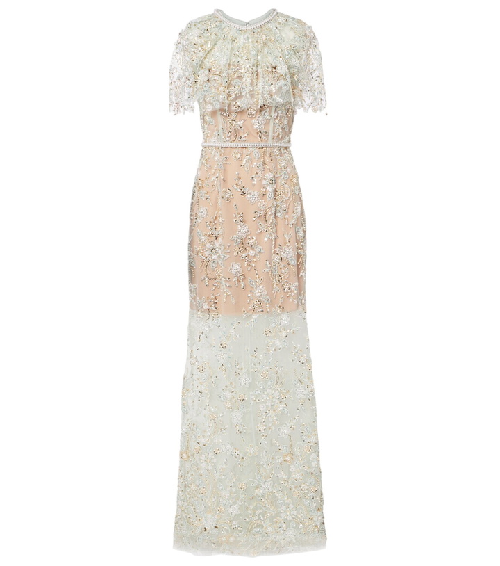 Photo: Self-Portrait Embellished caped maxi dress