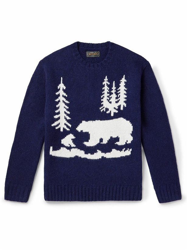 Photo: Beams Plus - Intarsia Wool Sweater - Blue