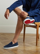 Christian Louboutin - Varsiboat Logo-Embossed Suede Loafers - Blue
