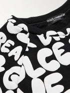Dolce & Gabbana - Logo-Print Cotton-Blend Jersey Sweatshirt - Black