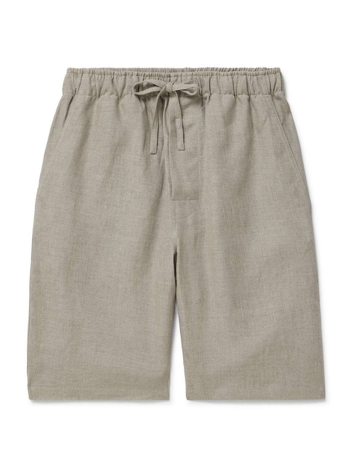 De Petrillo - Slim-Fit Straight-Leg Linen Drawstring Shorts - Neutrals