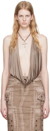 Blumarine Brown Plunging Bodysuit