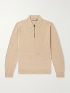 Canali - Mock-Rib Wool and Cashmere-Blend Half-Zip Polo Shirt - Neutrals