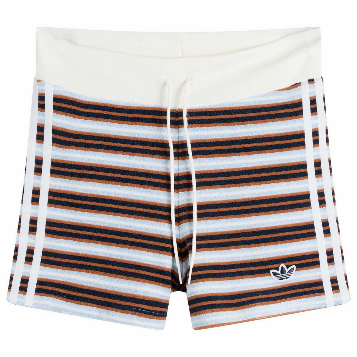 Adidas Women's Striped Terry Mini Shorts in Multicolor/Crystal Sky