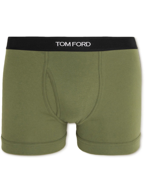 Photo: TOM FORD - Stretch-Cotton Boxer Briefs - Green