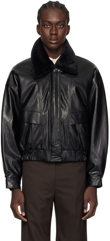 Photo: LOW CLASSIC Black Short Faux-Leather Jacket
