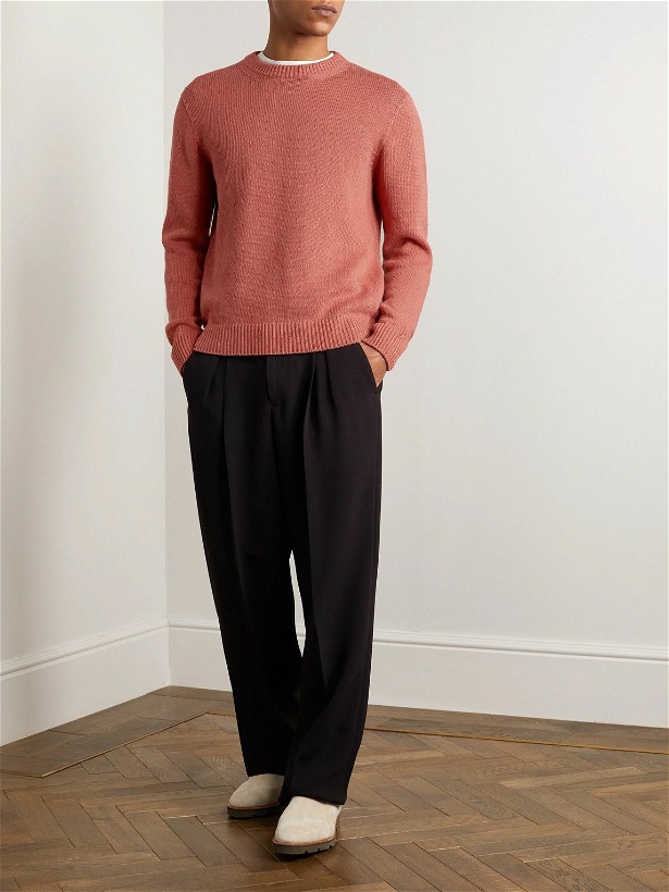 Photo: Agnona - Linen and Cotton-Blend Sweater - Orange