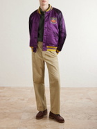 Polo Ralph Lauren - Embroidered Cotton-Blend Satin Bomber Jacket - Purple