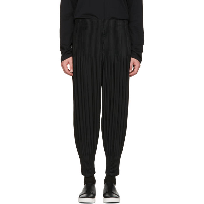 Homme PlissÃ© Issey Miyake Black Pleated Lounge Pants