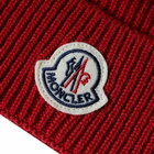 Moncler Men's Logo Beanie in Red