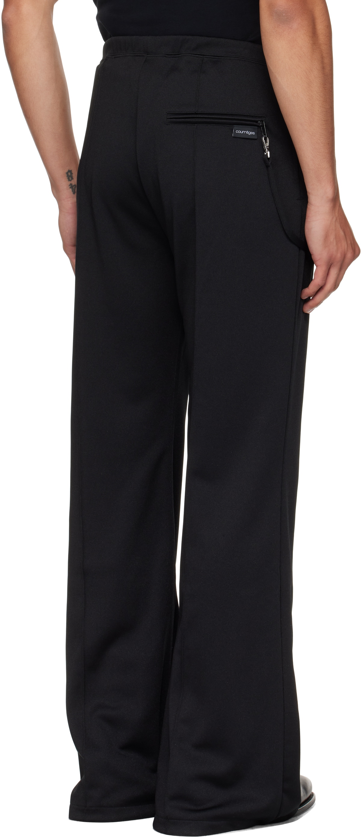 Courrèges Black Flare Interlock Tracksuit Pants