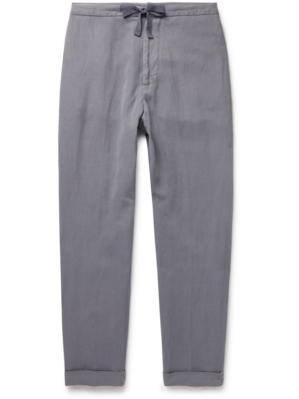 Photo: OFFICINE GÉNÉRALE - Joseph Lyocell, Linen and Cotton-Blend Drawstring Trousers - Blue