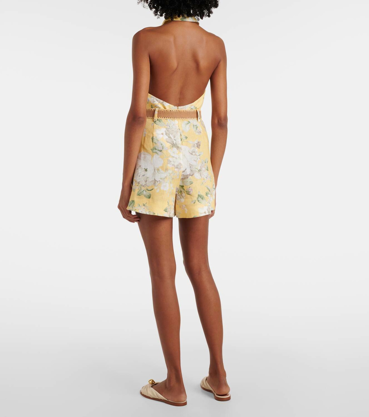 Zimmermann Acacia floral halterneck linen romper Zimmermann
