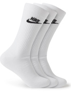 Nike - Three-Pack Nike Sportswear Everyday Essential Recycled Dri-FIT Socks - White