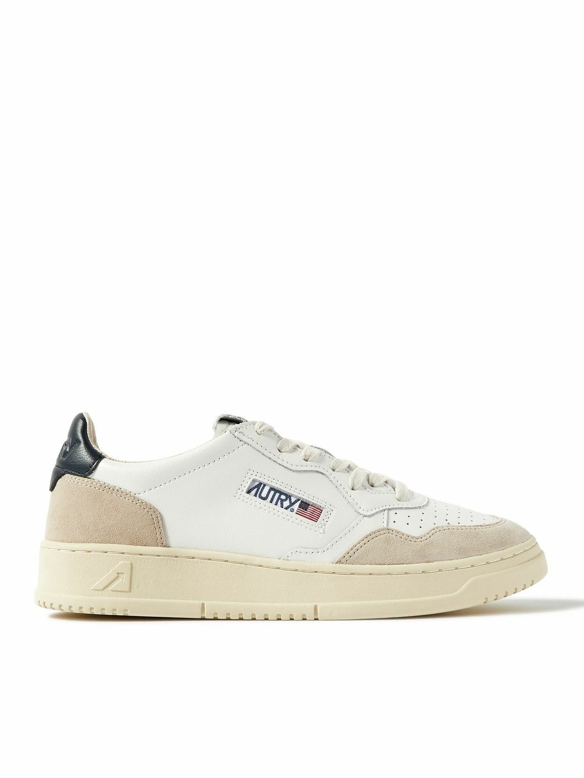 Autry - Medalist Suede-Trimmed Leather Sneakers - White Autry
