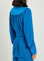 Joseph Bou Belted Crepe Blouse Blue