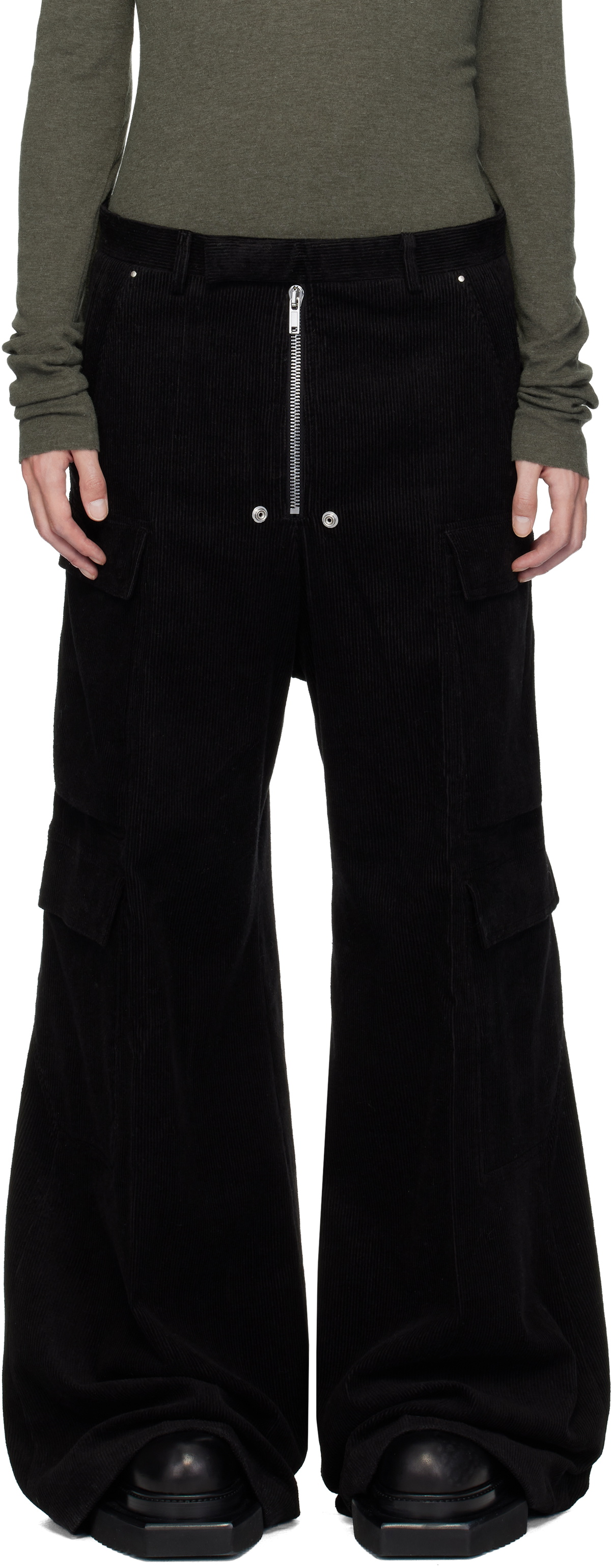 Black Concordians Tailored Cargobelas Cargo Pants by Rick Owens on
