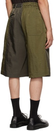 Y's Khaki Paneled Shorts