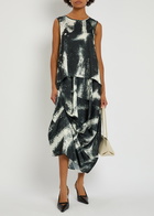 High Cue Printed Satin top Black