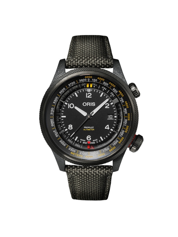 Photo: Oris - ProPilot Altimeter Automatic 47mm PVD-Plated Titanium, Carbon Fibre and Canvas Watch, Ref. No. 01 793 7775 8764-SetBlack